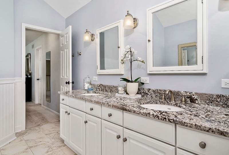 Bath Painted in Sherwin Williams Wishful Blue, SW 6813